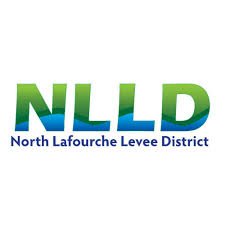 Logo for North Lafourche Levee District with the initials 'NLLD' in green and blue.