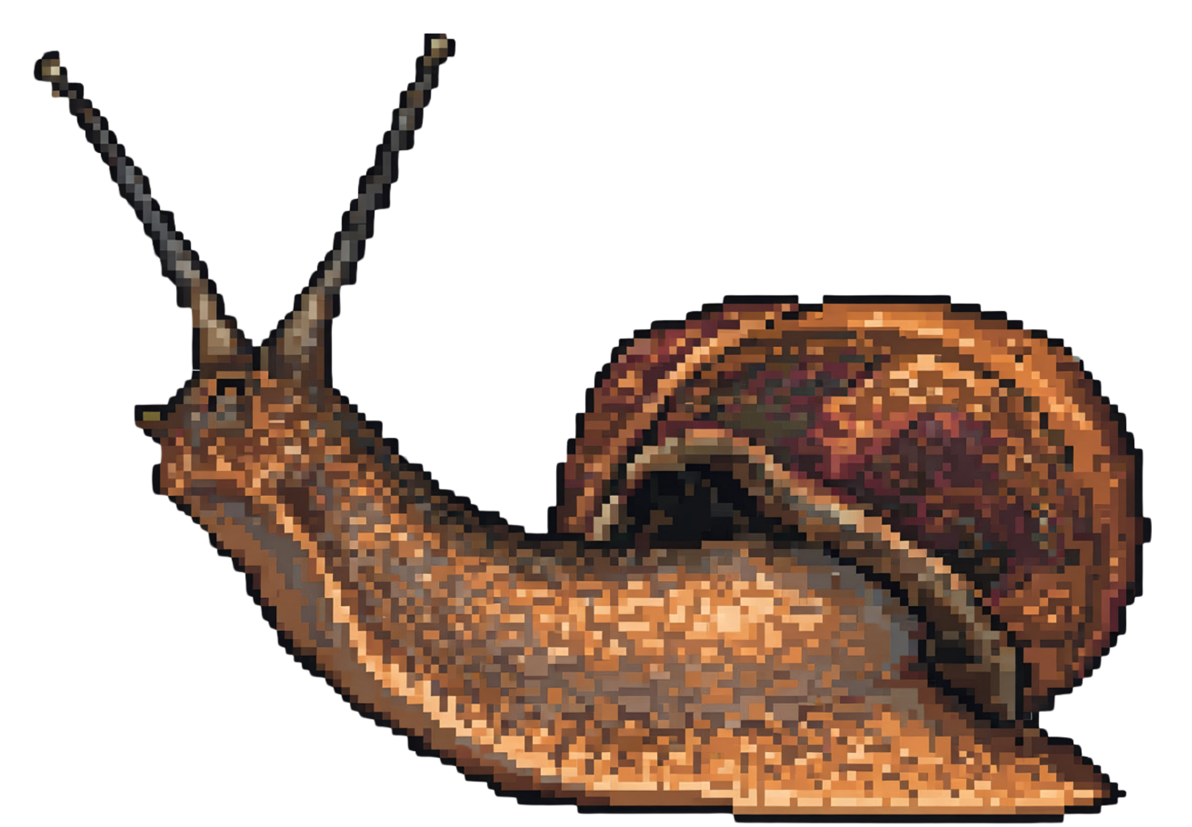 Pixelated image of a snail, Velveeta.