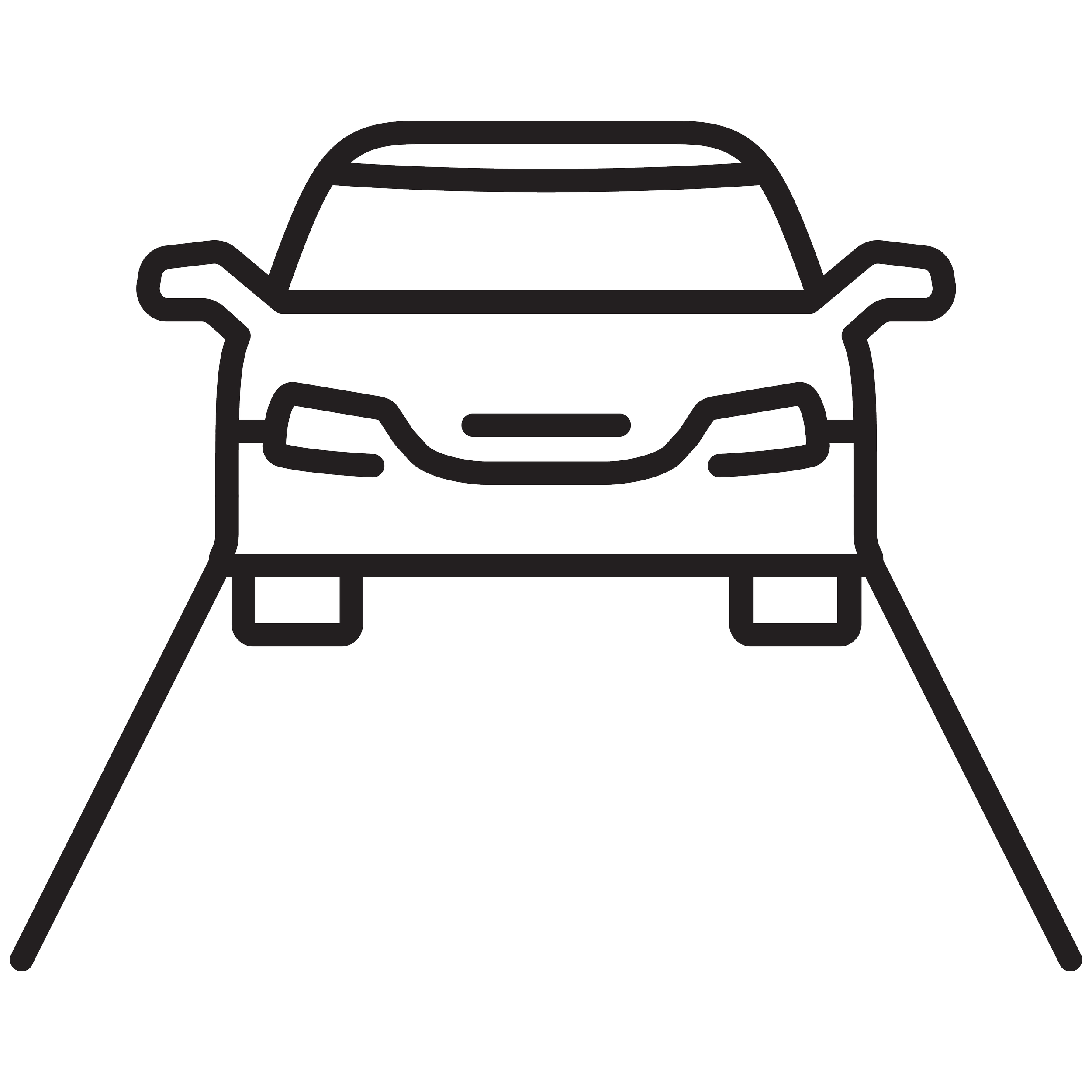Line drawing of a car on a display table with two lines leading to the car, indicating a car illustration or icon.