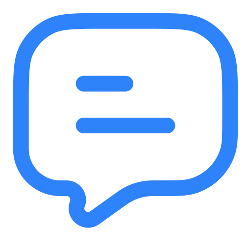 Icon of a chat bubble with three horizontal lines inside, representing a text or message conversation.