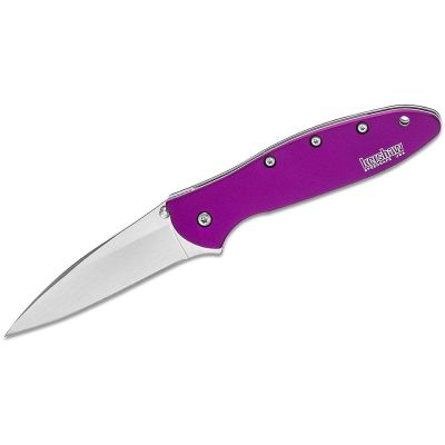 Kershaw Leek Assisted Open Liner Lock Drop Point Blade EDC Folding Pocket Knife - Purple