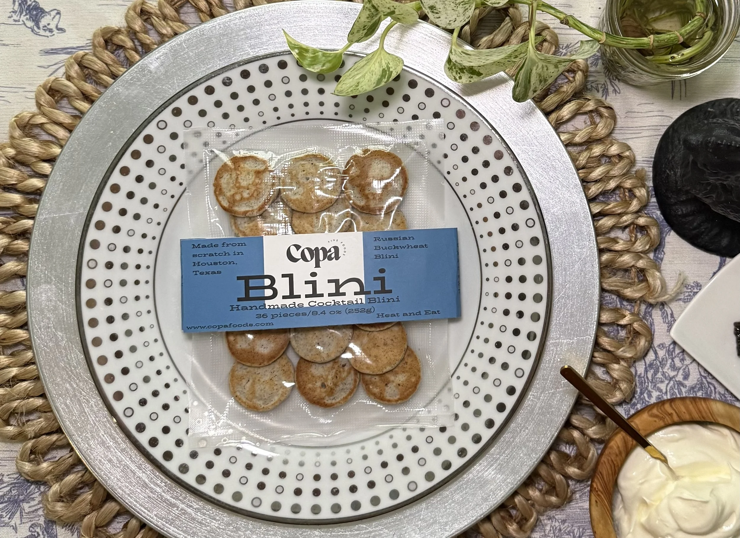 Packaged buckwheat blini silver plate up close.jpg