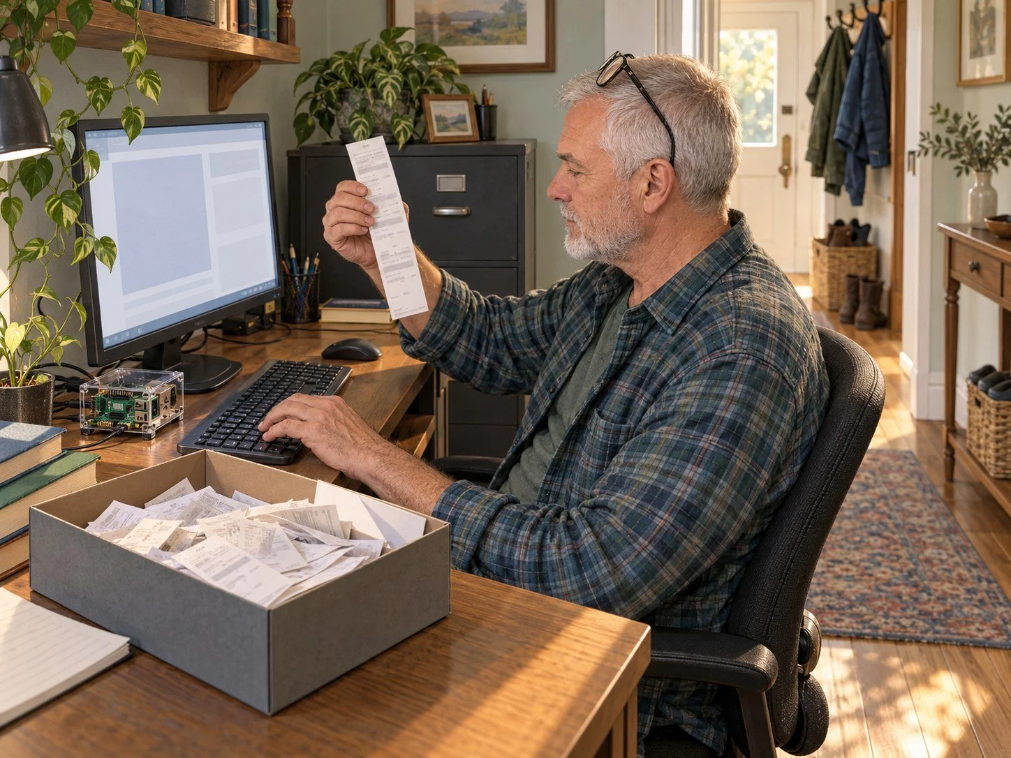 The receipt as it is in your hand
The store, the account that paid, the total — then each item and what it cost.