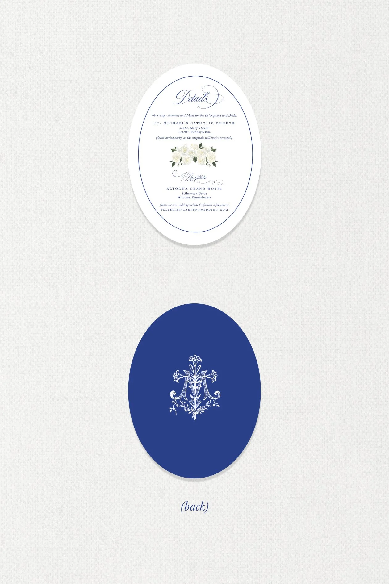 Rosa Mystica Oval Details Card - Digital Printing, 120lb Stock - Set of 25