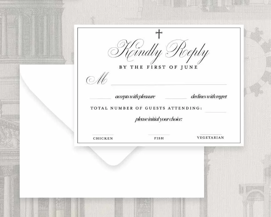 Porta Coeli RSVP Cards and Envelopes - Set of 25 - Digital Printing, 120lb Stock