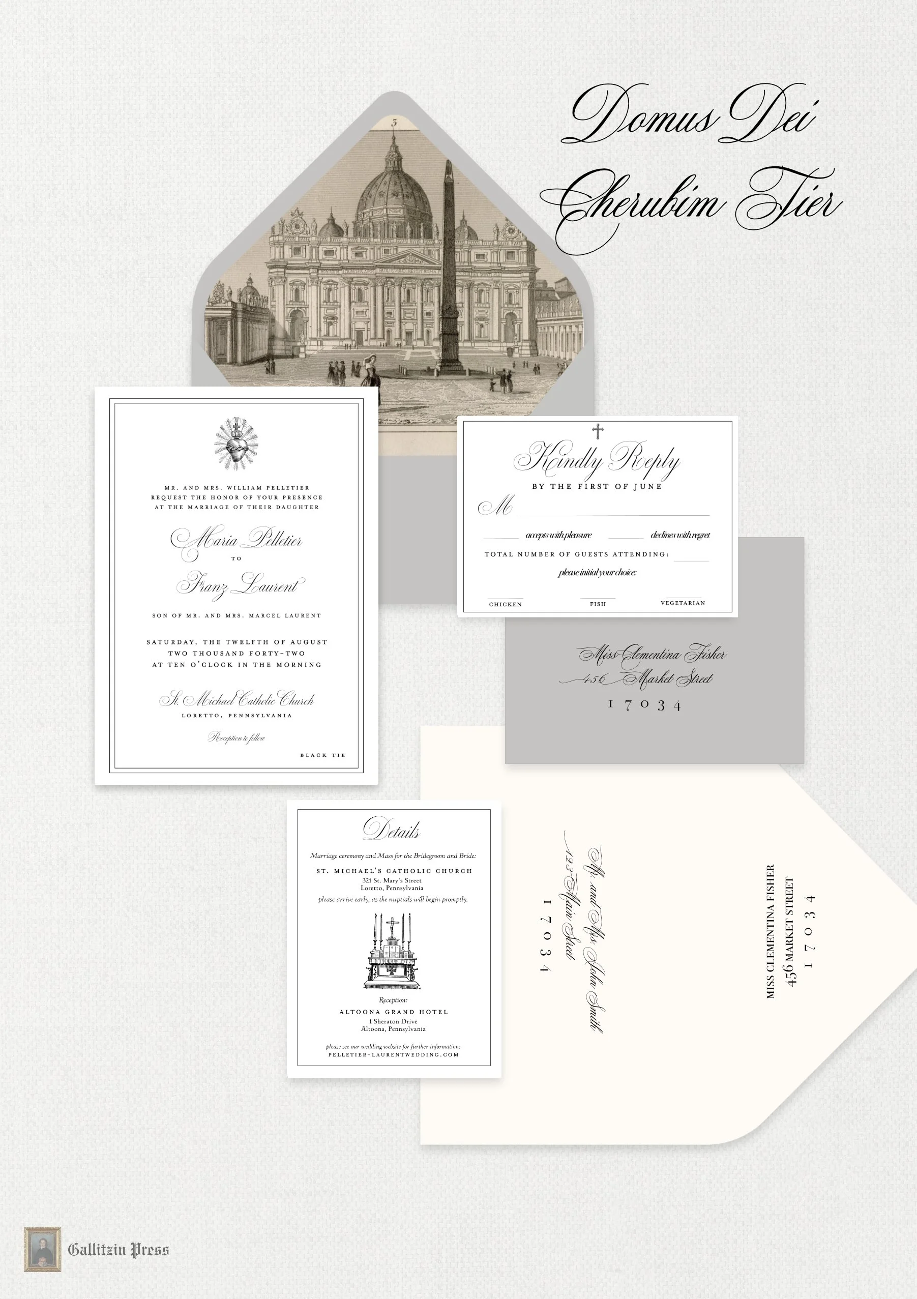 Domus Dei - Semi-Custom Catholic Wedding Invitations - Choose Your Suite - QTY 25