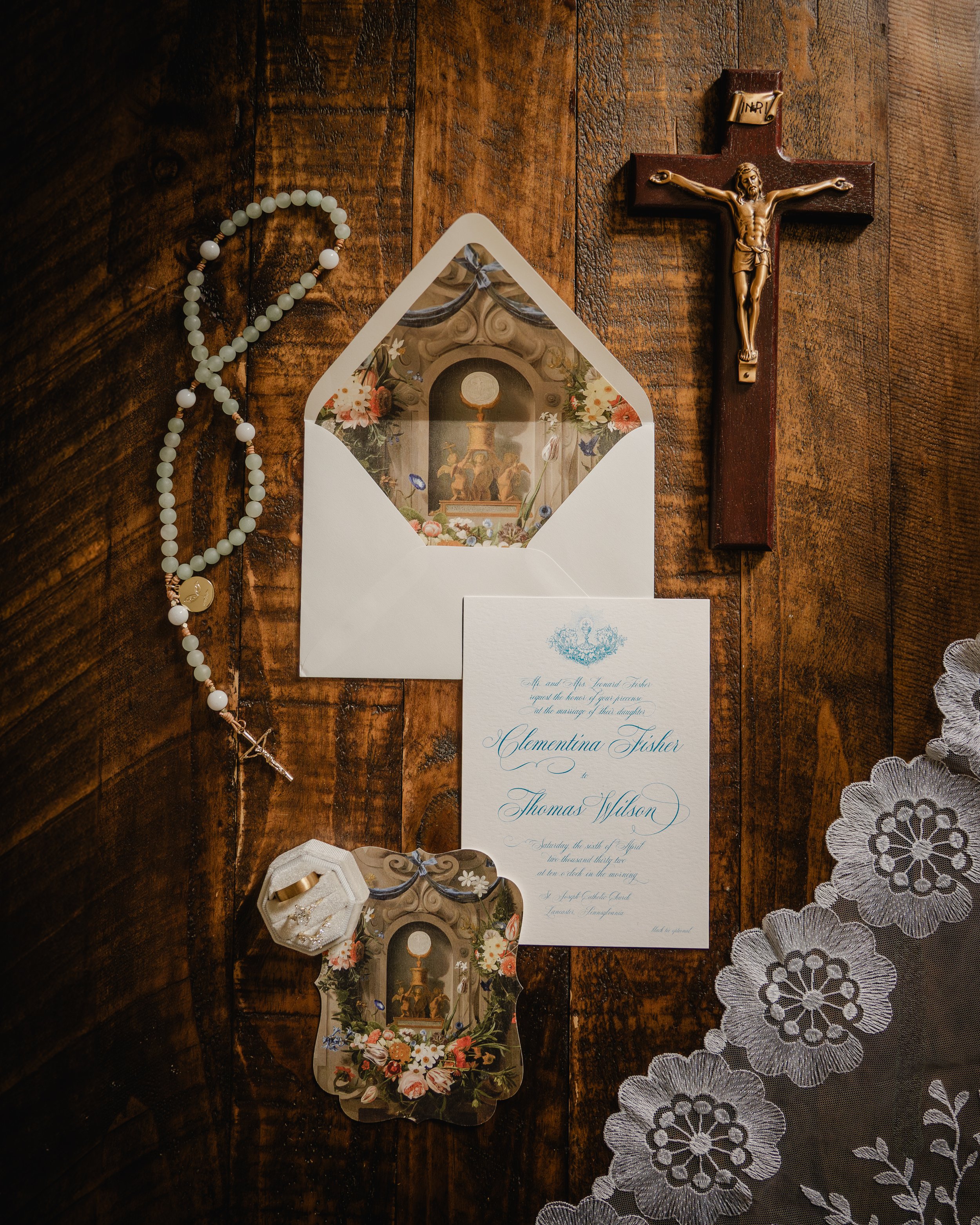 O Salutaris Hostia Catholic Wedding Invitation Sample Suite