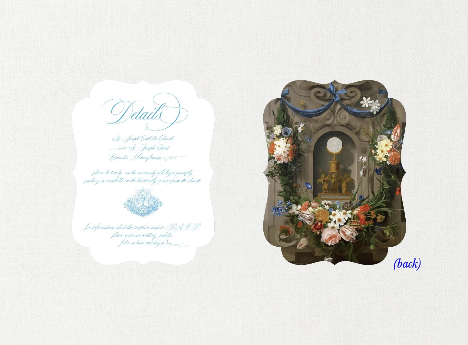 Salutaris Hostia Flourish Details Card - Set of 25 - Digital Printing, 120lb Stock