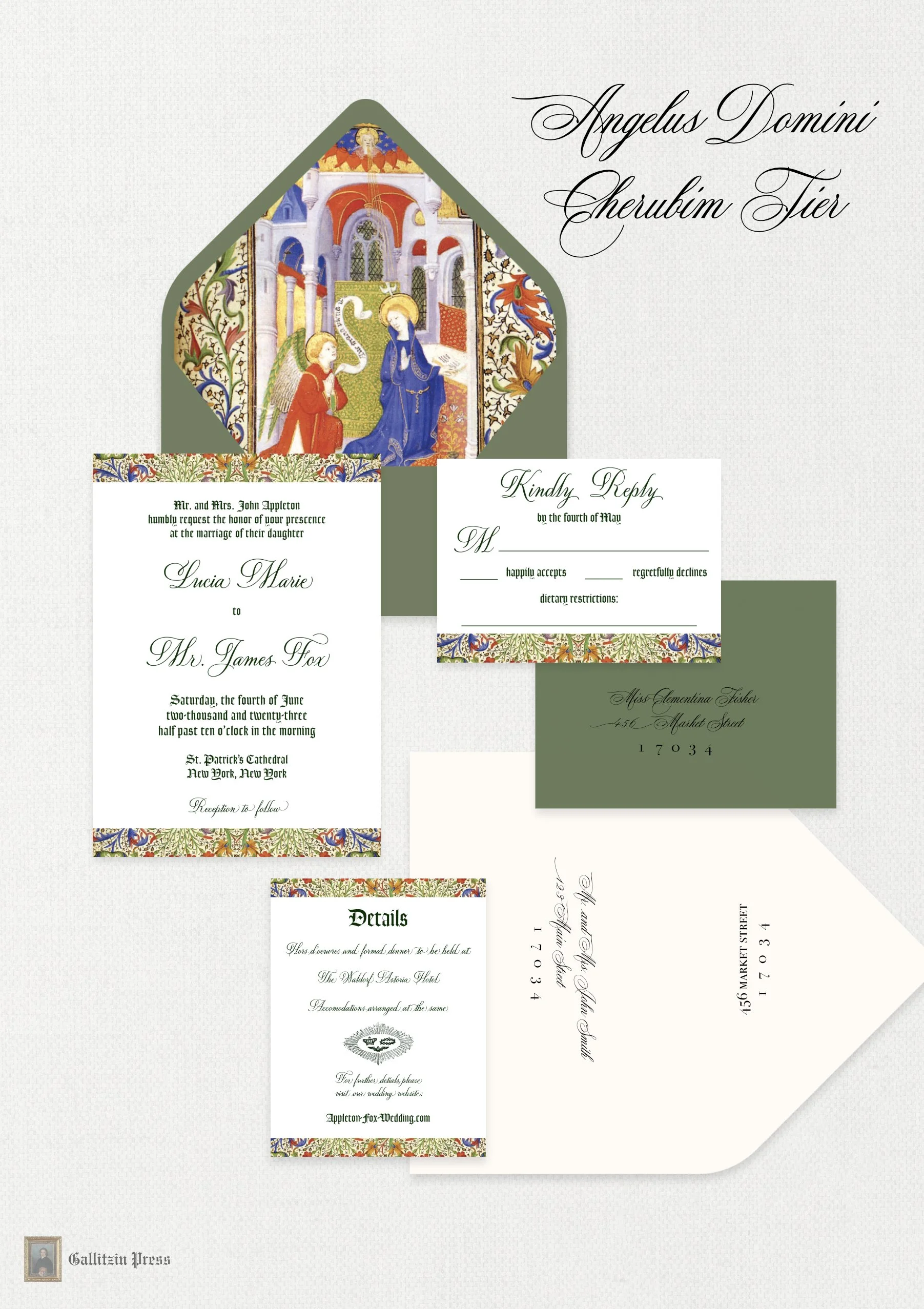 Angelus Domini - Semi-Custom Catholic Wedding Invitations - Choose Your Suite - QTY 25