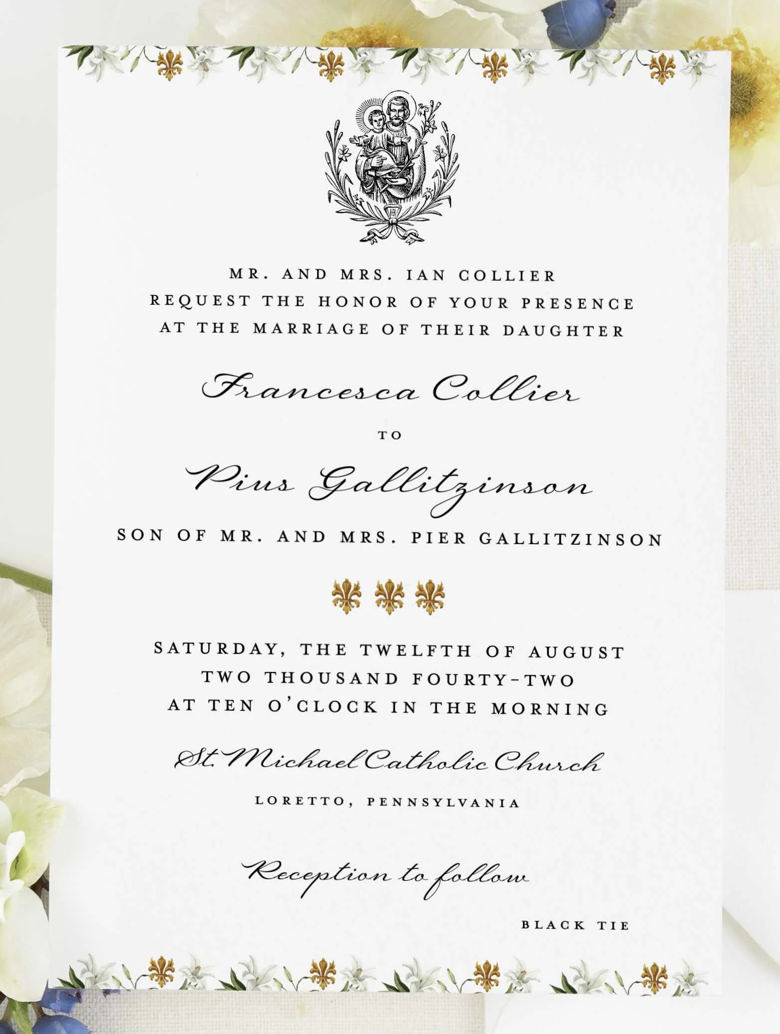 Sancte Joseph Invitations - Set of 25 - Digital Printing, Upgraded Stock