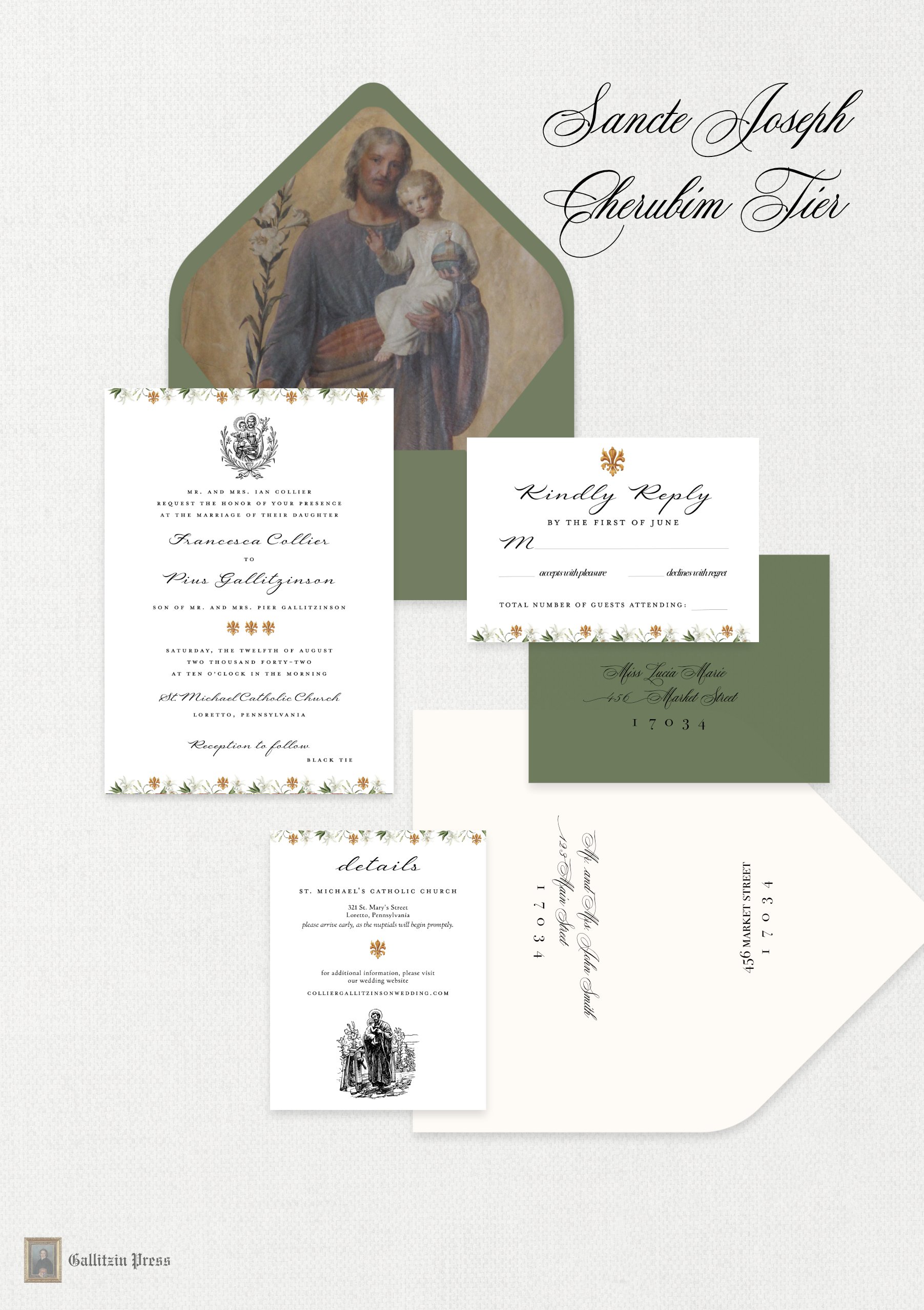 Sancte Joseph - Semi-Custom Catholic Wedding Invitations - Choose Your Suite - QTY 25