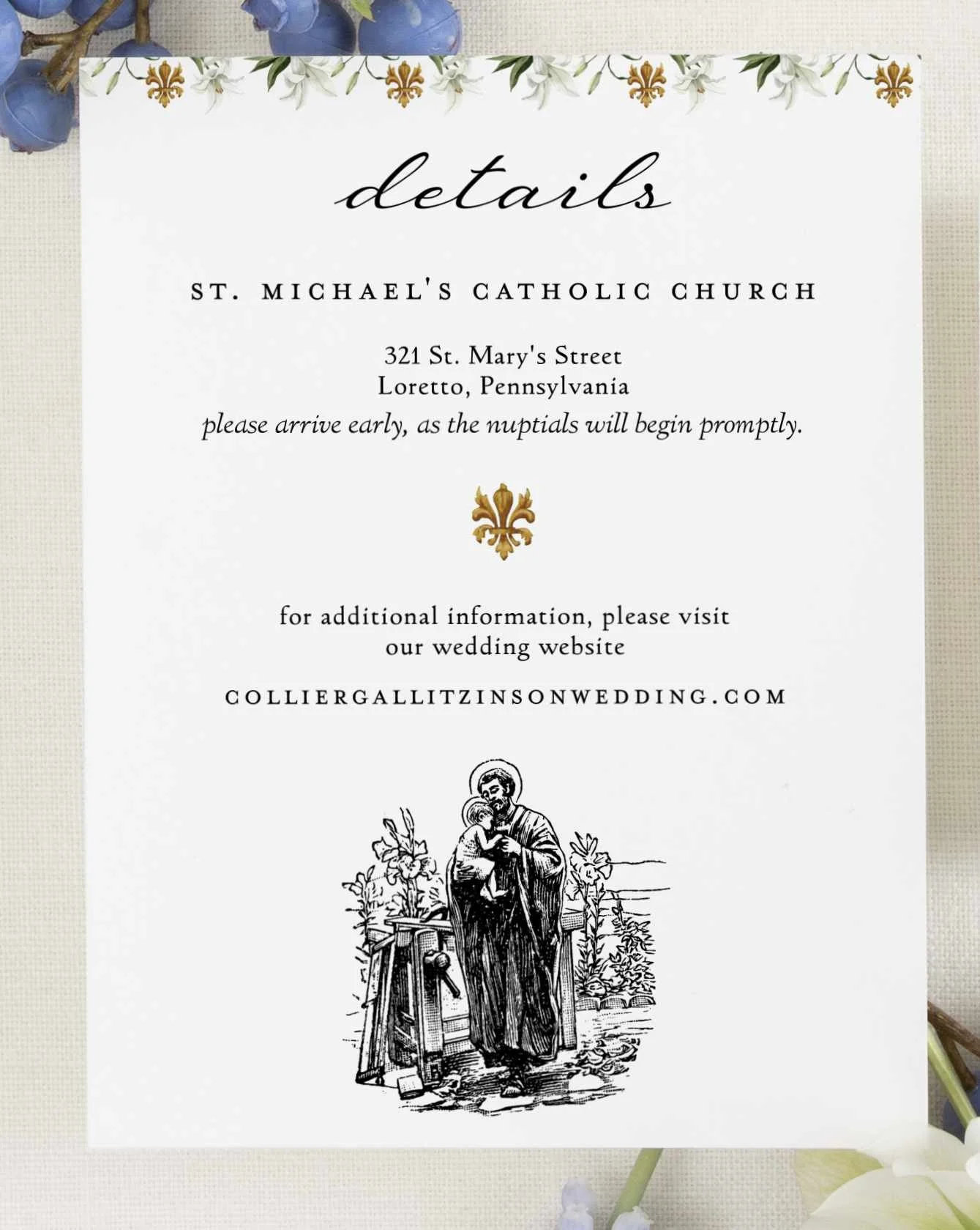 Sancte Joseph Details Card - Digital Printing, 120lb Stock - Set of 25