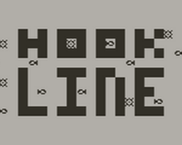 Pixelated black text on a gray background reading "HOK LINE" with arrows pointing out from the words.