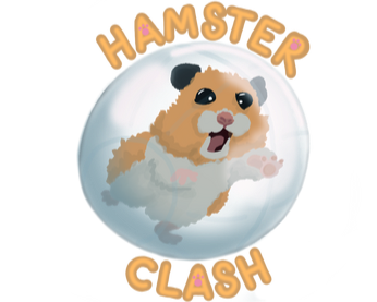 A hamster in a bubble with the text 'Hamster Clash' around it.