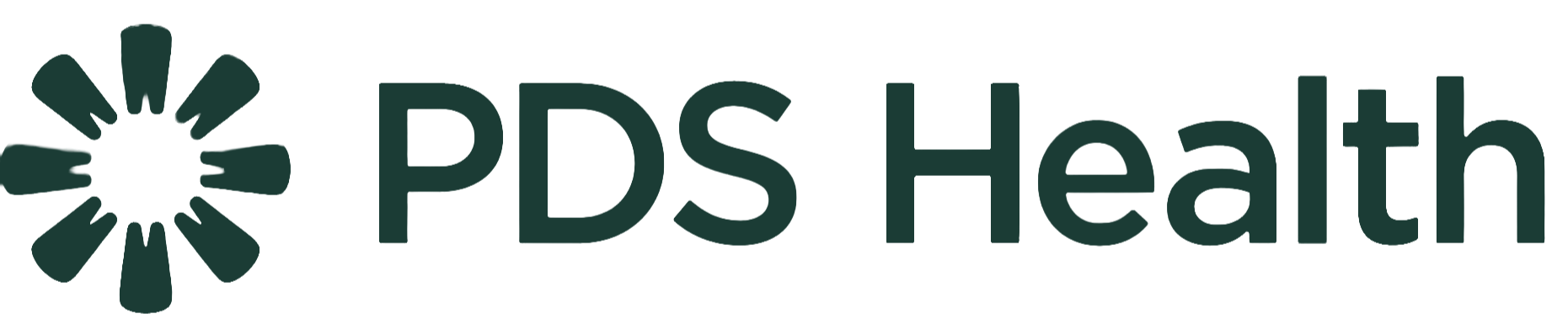 The logo of PDS Health featuring a circular design made of dark green petal shapes and the company name in dark green text.