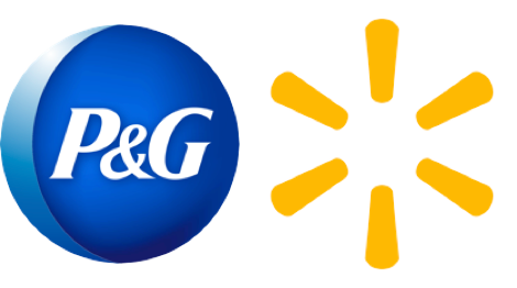 Procter & Gamble logo next to the Walmart logo.