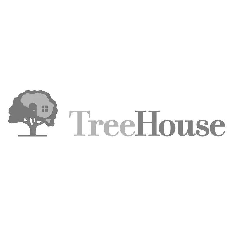 Logo of a tree with a house built into the foliage, next to the words 'TreeHouse'.