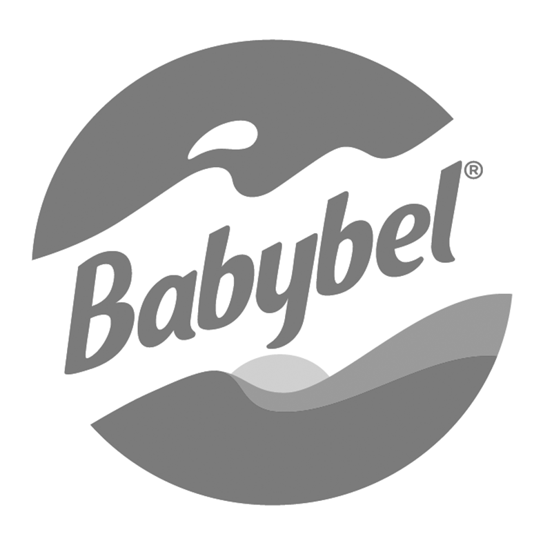 Babybel cheese logo in grayscale with mountain design