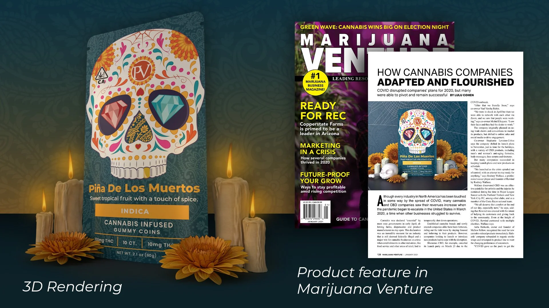3D render I created using Adobe Dimension for marketing purposes. Product featured in January 2021 issue of Marijuana Venture.
