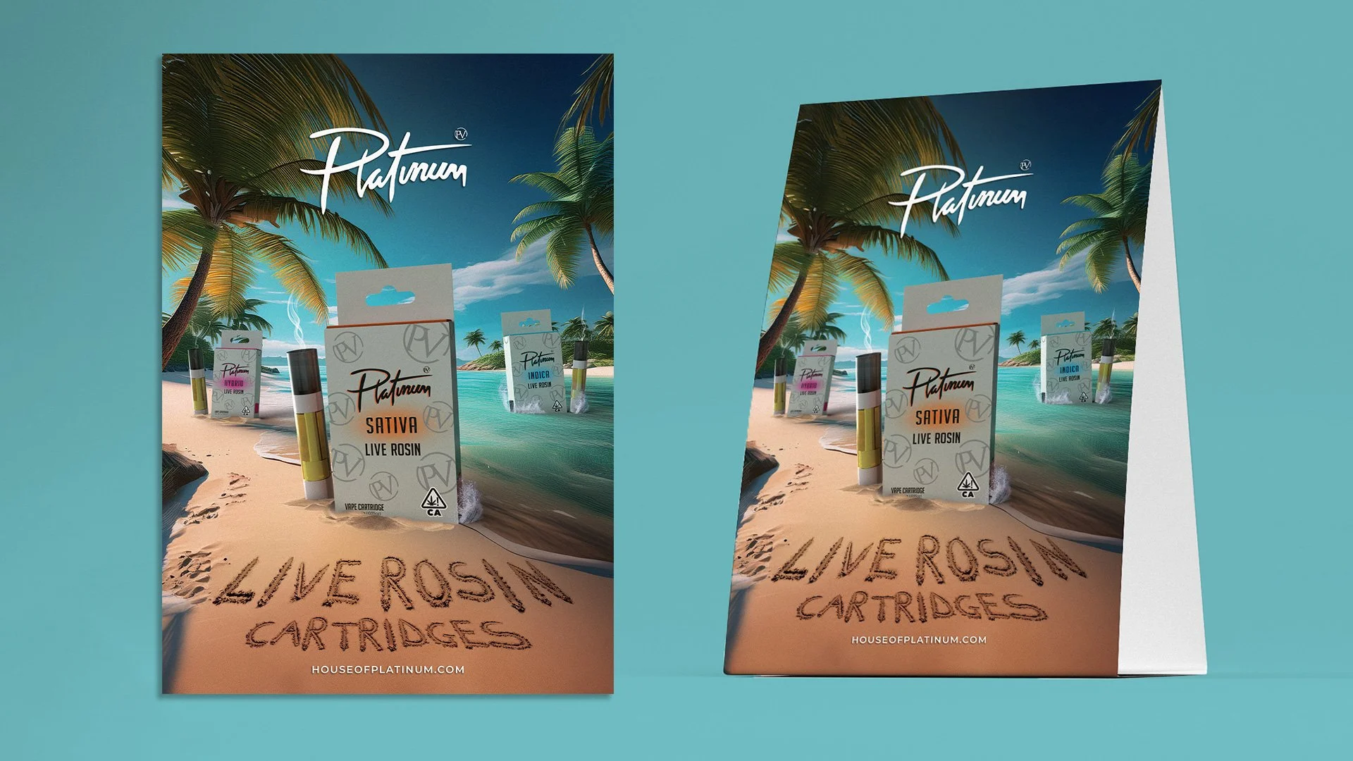 These graphics were created using a combination of Adobe Dimensions and Photoshop. The 3D software allowed me to create professional looking renders of our packaging and place them in a 3D environment which I would later clean up and add effects in P