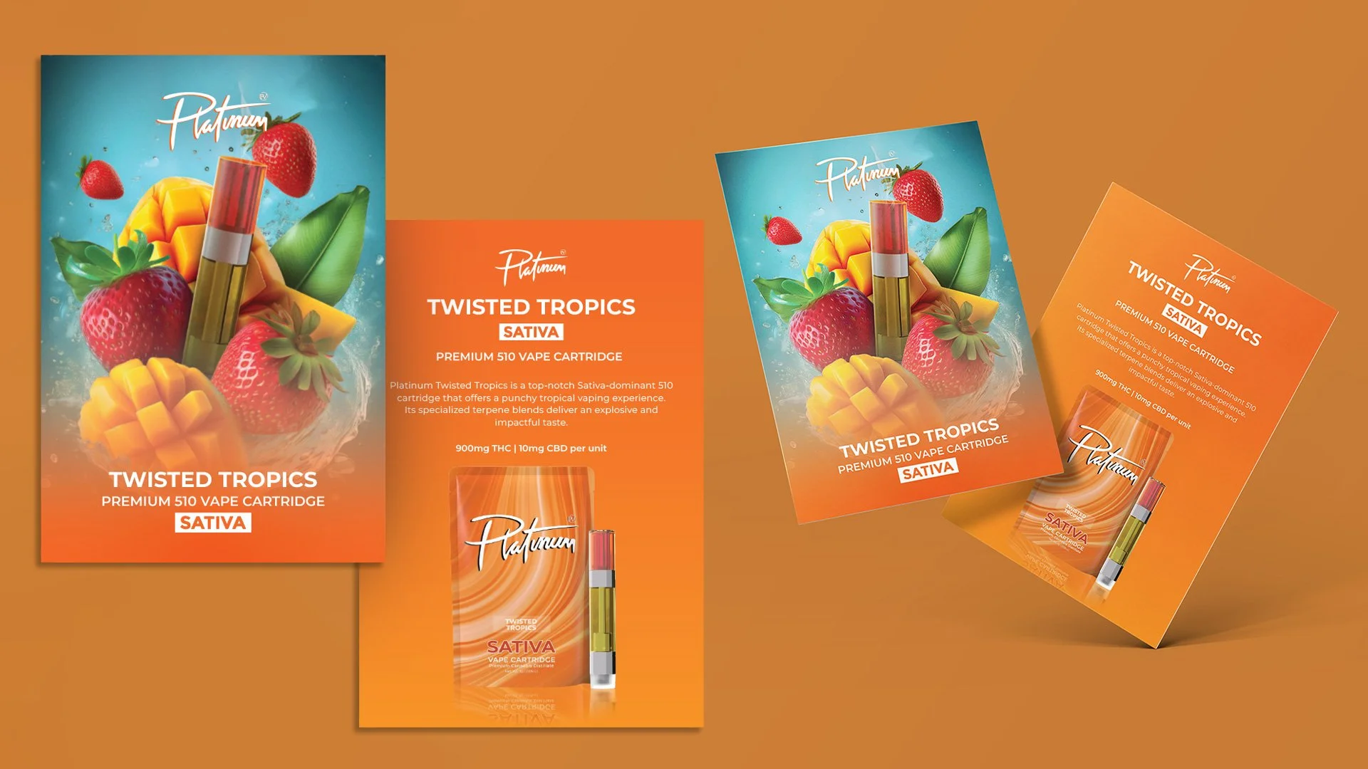 Utilizing Photoshop, I created a collage of elements that are best associated with the strain flavor. Creating a fun and eye catching graphic promoting new strains. 