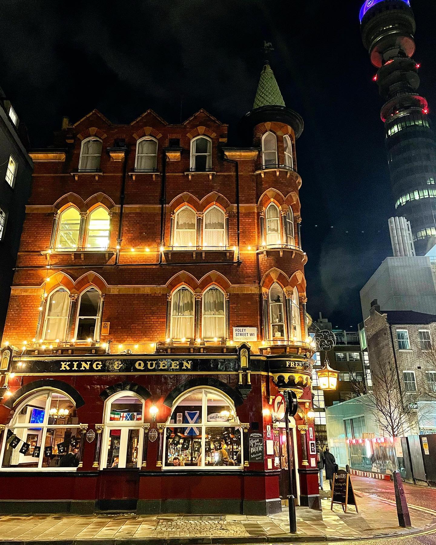 Ye old pub of London on Foley Street. Castle vibes by the BT Tower 🏰
&bull;
#london #uk #fitzrovia #home #pub #bttower #photography #architecture #🇬🇧
