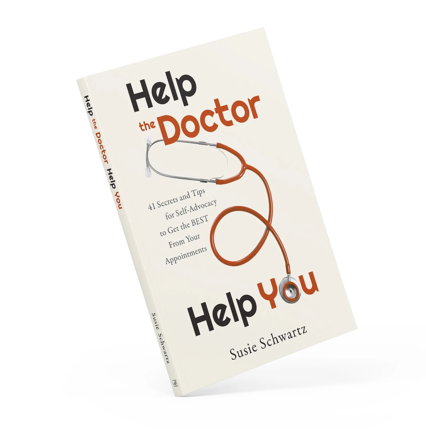 A picture of Susie's Medical advocacy book called, 'Help the Doctor Help You: 41 secrets and tips for self-advocacy to get the best from your appointments'