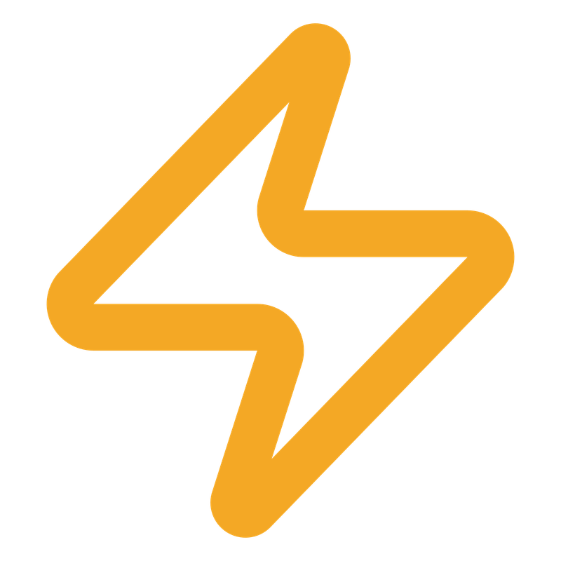 An orange lightning bolt symbol with rounded edges on a black background.