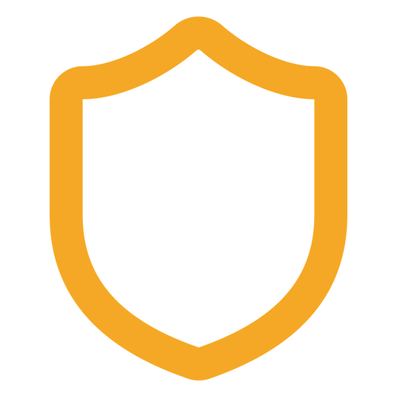 Gold shield outline logo on a black background.