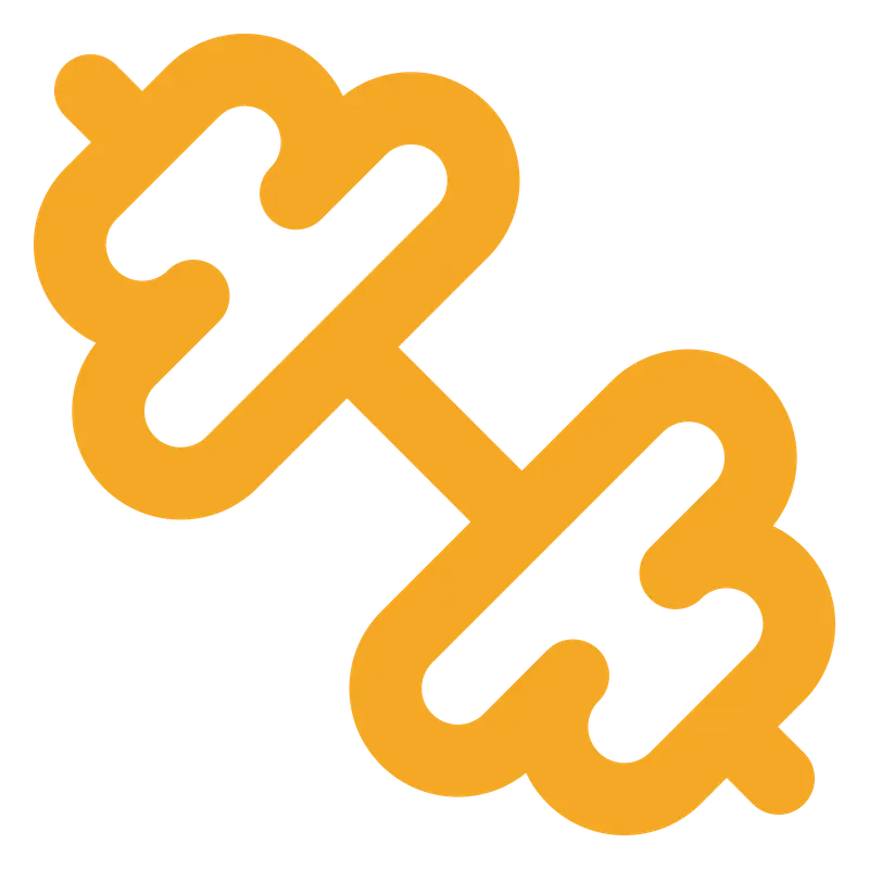 Icon of two interconnected yellow or orange puzzle pieces.
