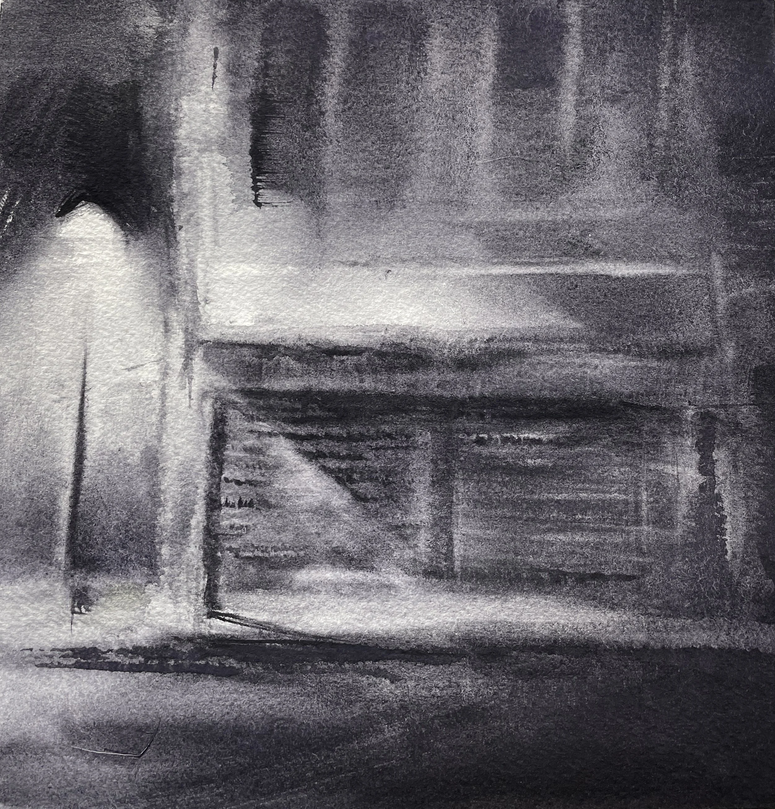 watercolor workshop Pigment granulation -Night landscape