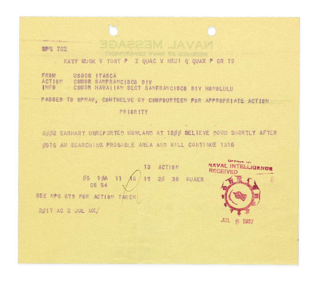 Declassified Naval message on yellow paper from Honolulu, Hawaii, dated July 3, 1937, mentioning troop movements and military coordination.