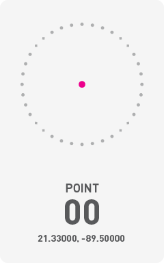 Blank white background with a faint gray dotted circle and a pink center point, indicating a compass or navigation marker.