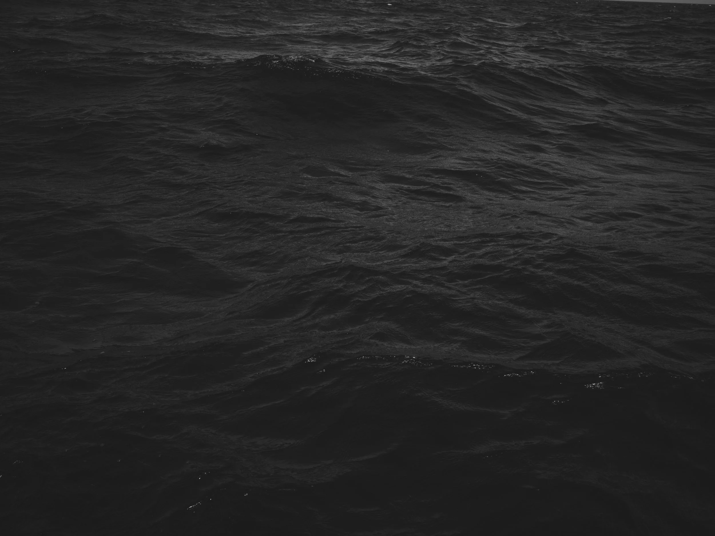 Rough, dark ocean water with small waves.