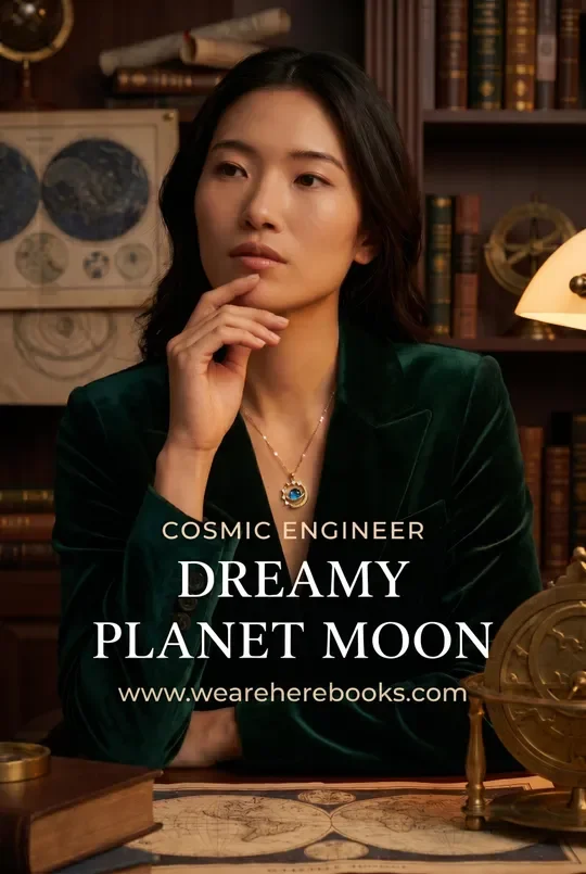 Cosmic Engineer Dreamy Planet Moon Pendant Necklace