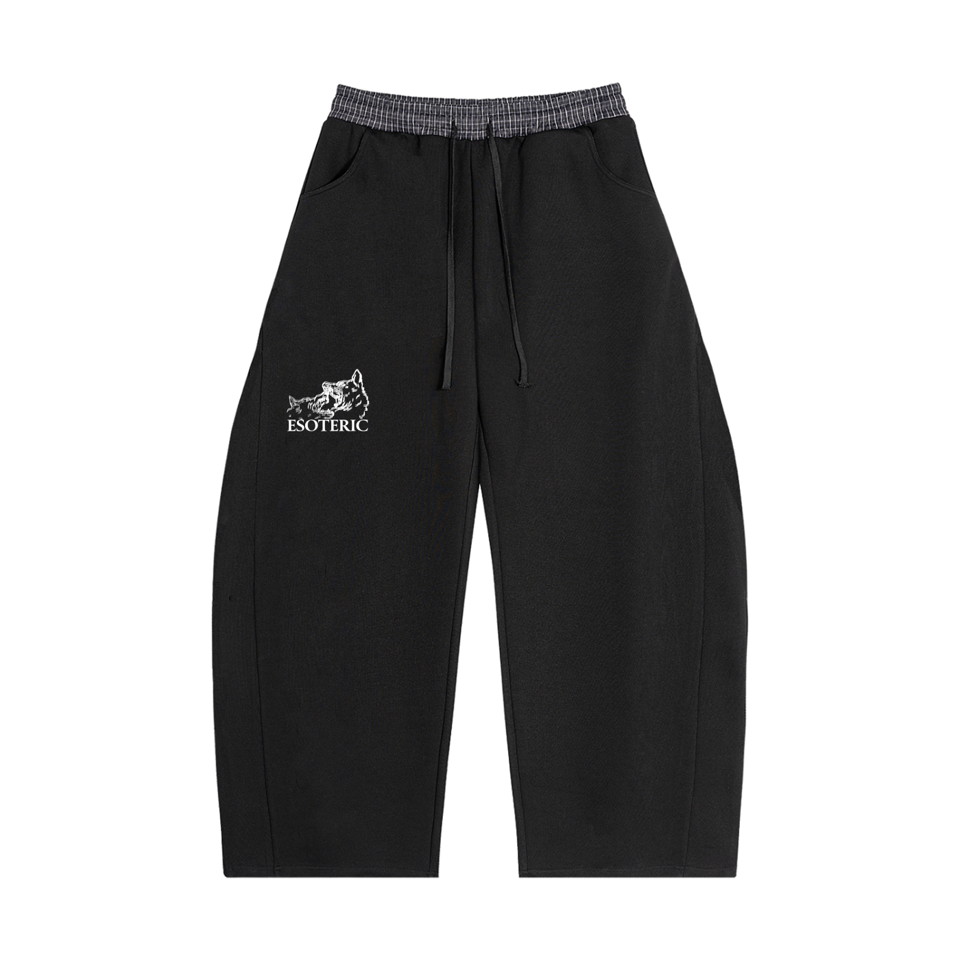 Plaid Waistband Oversized Barrel Sweatpants