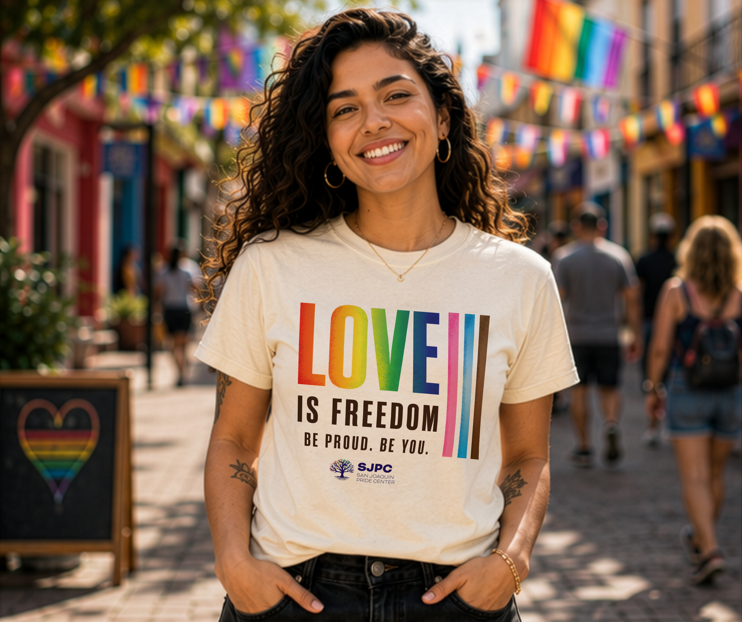 San Joaquin Pride Center Love Is Freedom Pride T-Shirt