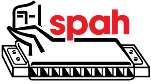 Logo of SPAH with red and black text.