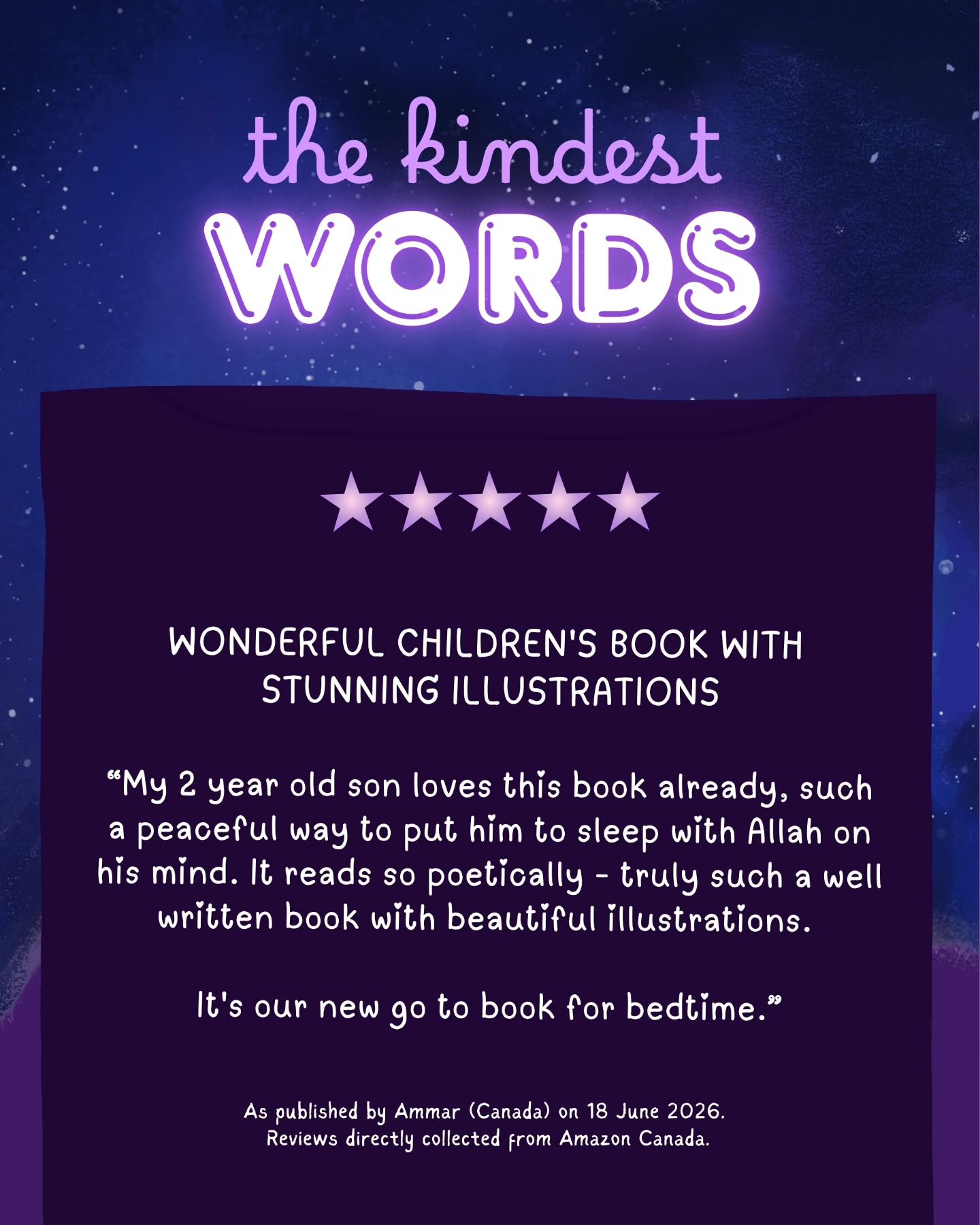 Reviews that stay with you 💜 

I'll keep posting these because it solidifies this journey I am on. If you would love to support a Muslim, South Asian Mama trying to fulfil her dream of being an author, click on the link in my bio to purchase my firs