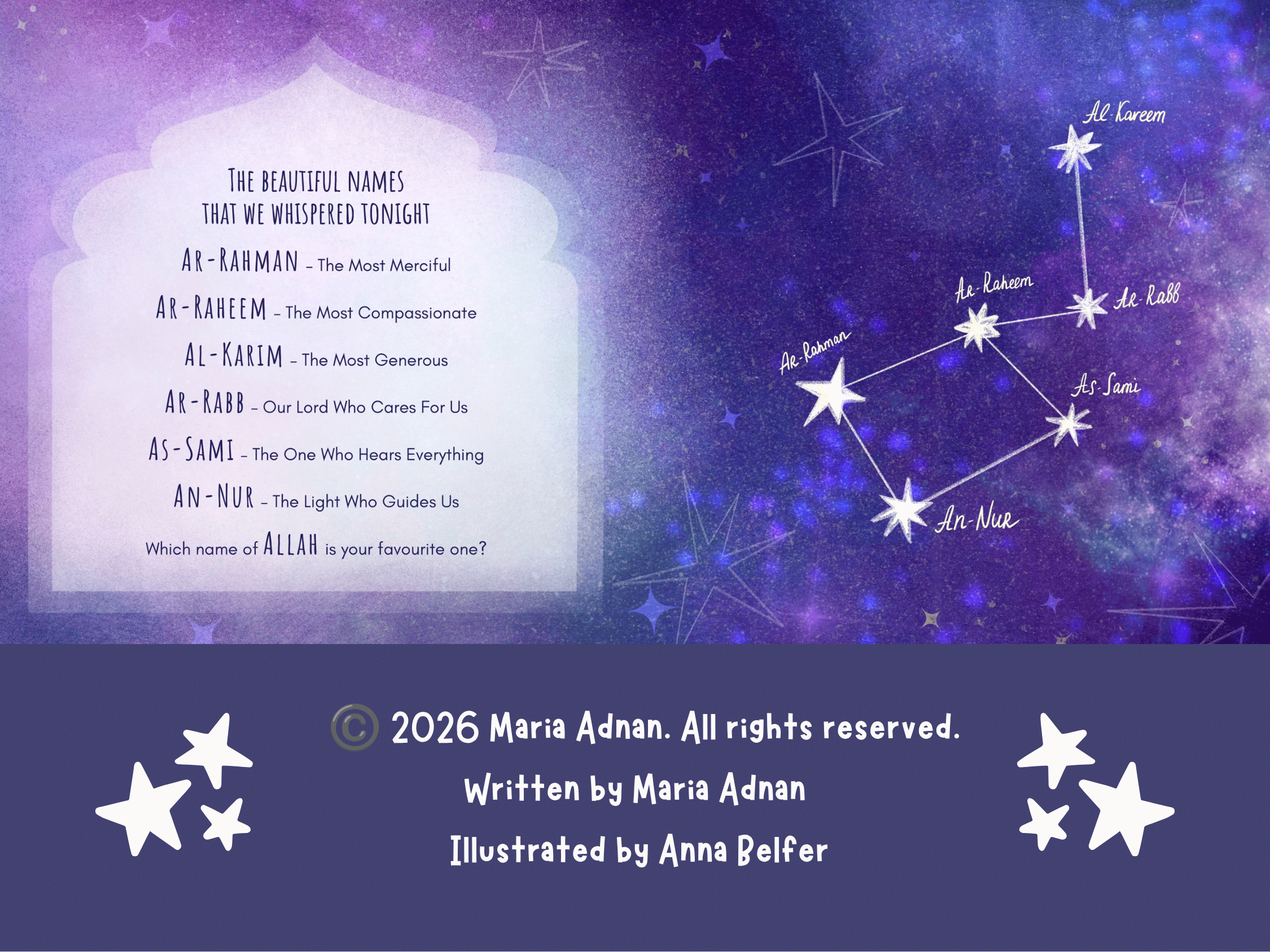 Childrens book interior pages by Maria Adnan illustrated by Anna Belfer