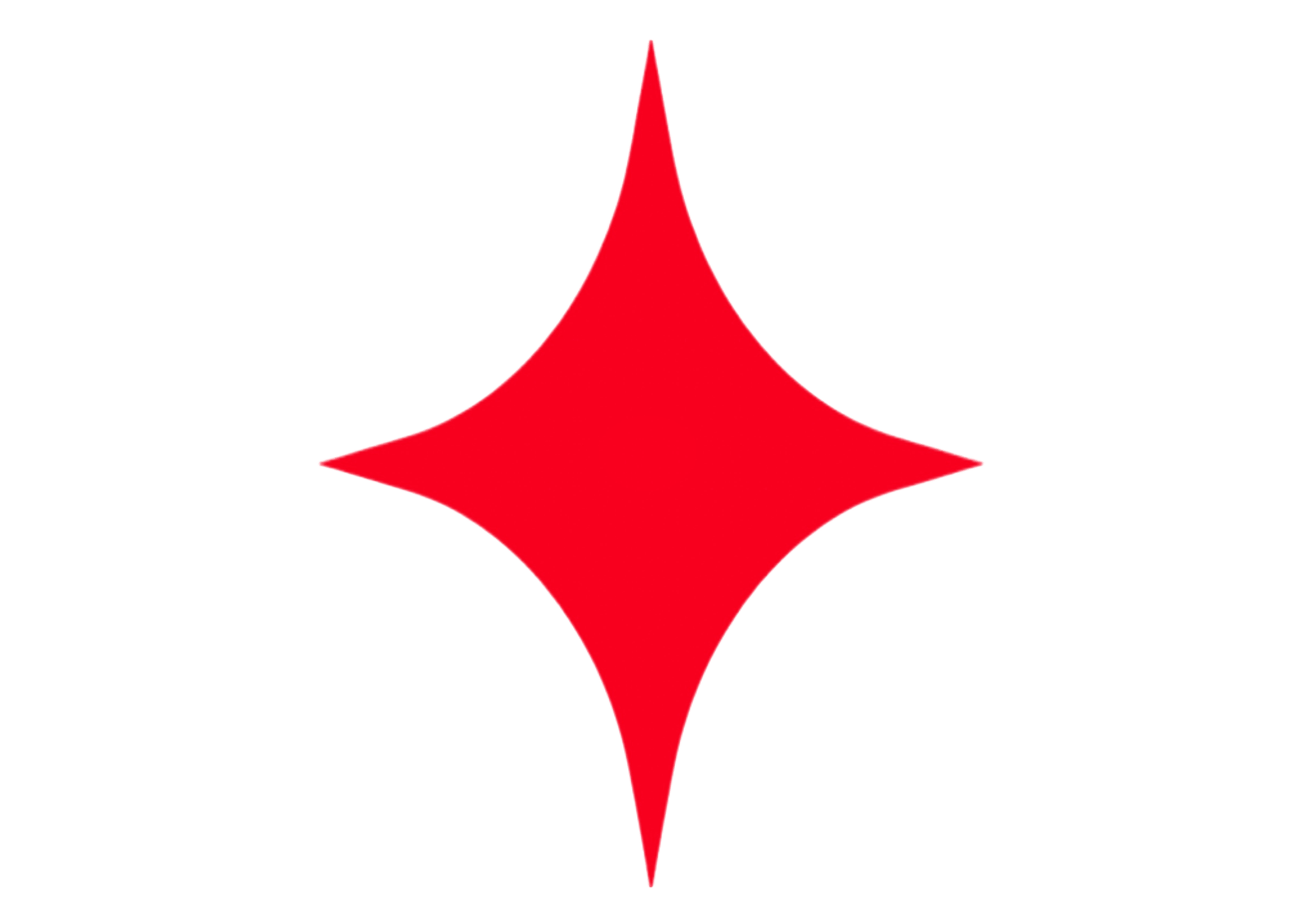 Red star-shaped graphic with a curved white outline on a black background.