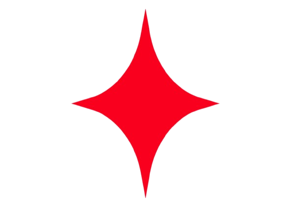 A red four-point star shape centered on a black background.