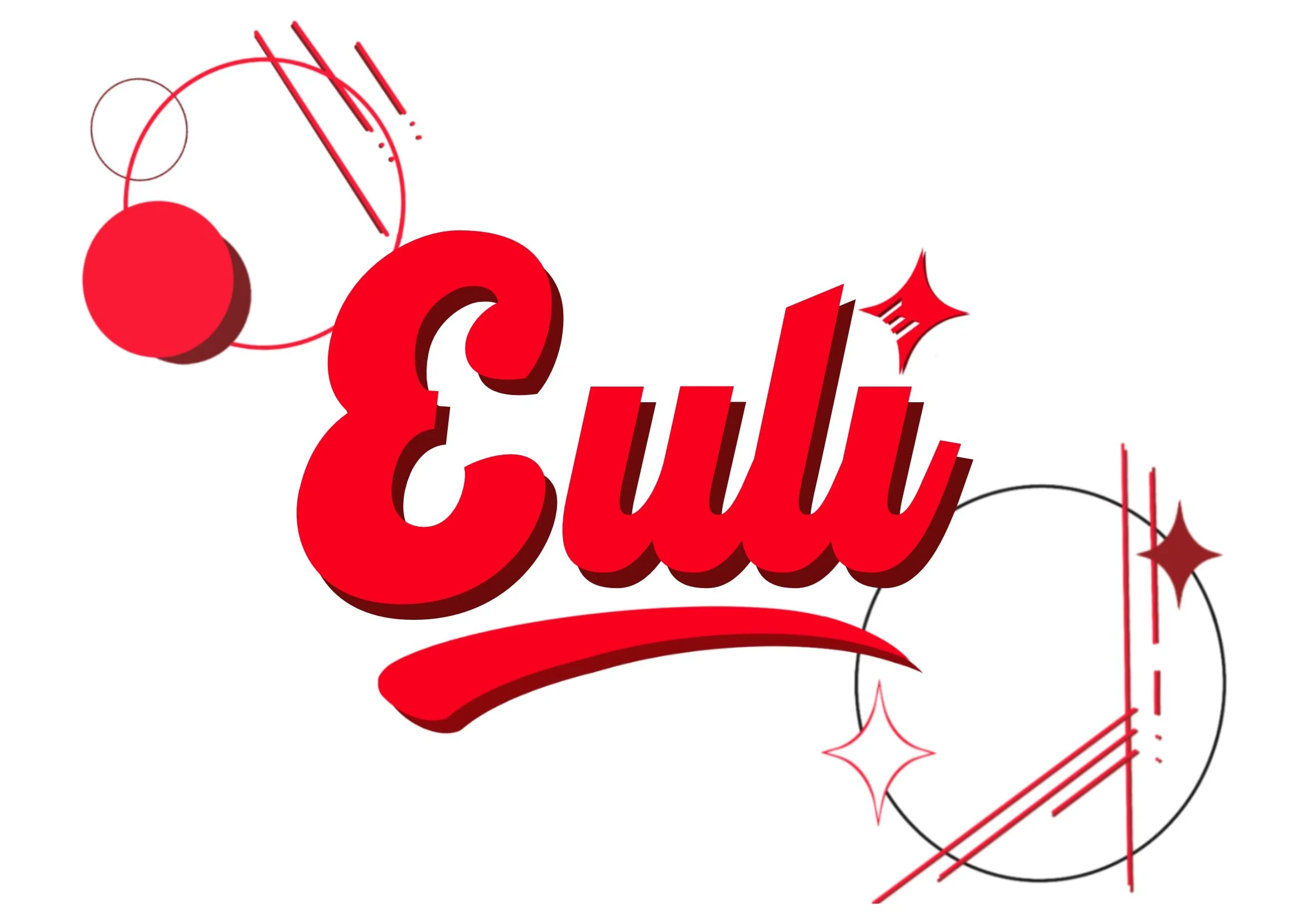 Red stylized text reading 'Evil' with decorative flourishes and star-like accents.