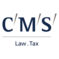 Logo for CMS Law Tax, featuring the initials 'CMS' with slashes between the letters and the words 'Law' and 'Tax' underneath.