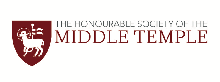 Logo for the Honourable Society of the Middle Temple, featuring a shield with a mythical creature and a flag.