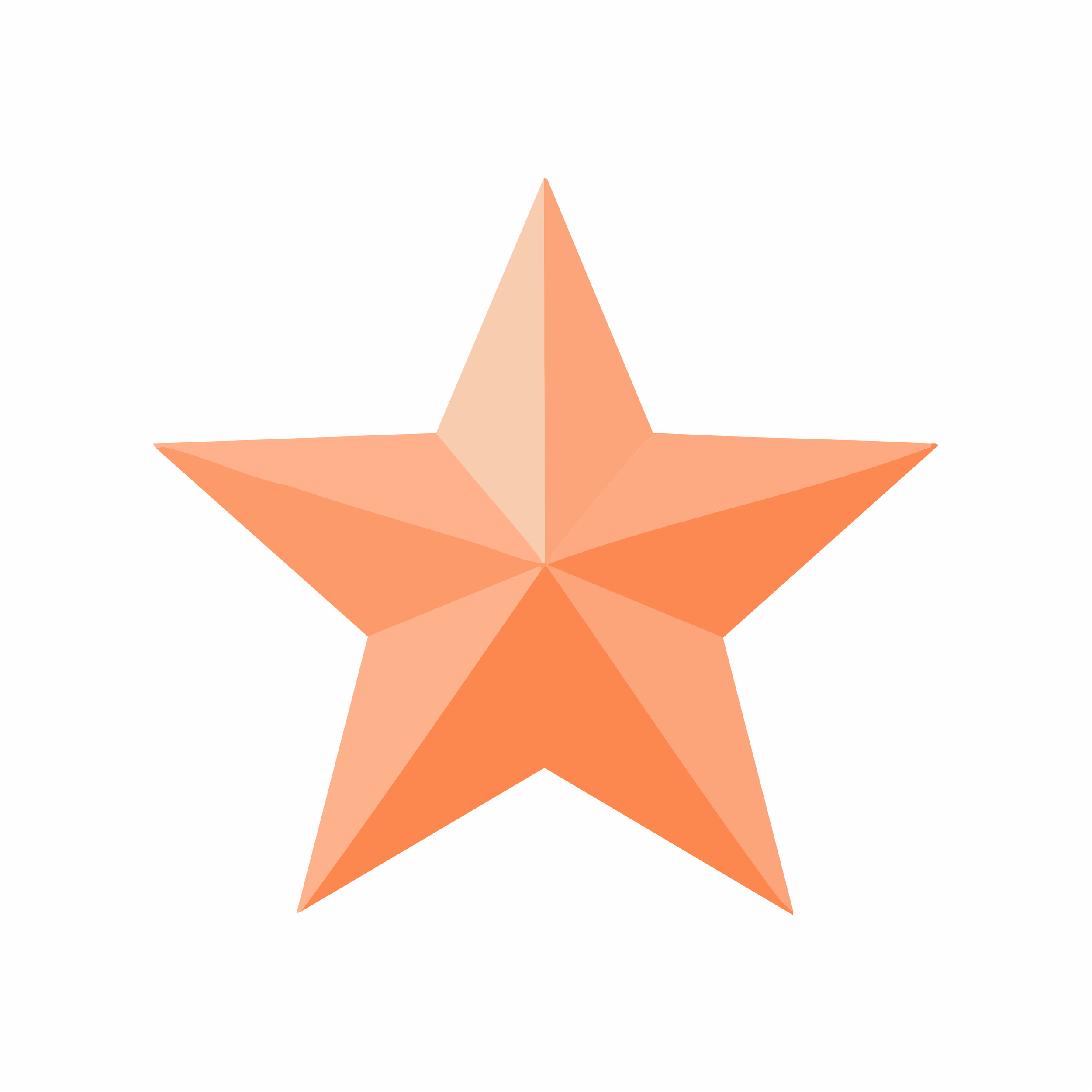 A 3D orange star-shaped object with beveled edges, viewed from above against a plain white background.