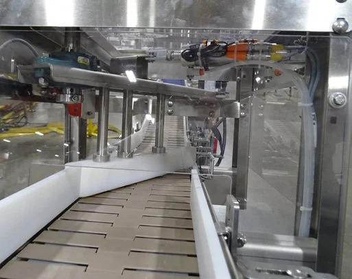 Divert gate on a conveyor line routing product to a secondary lane