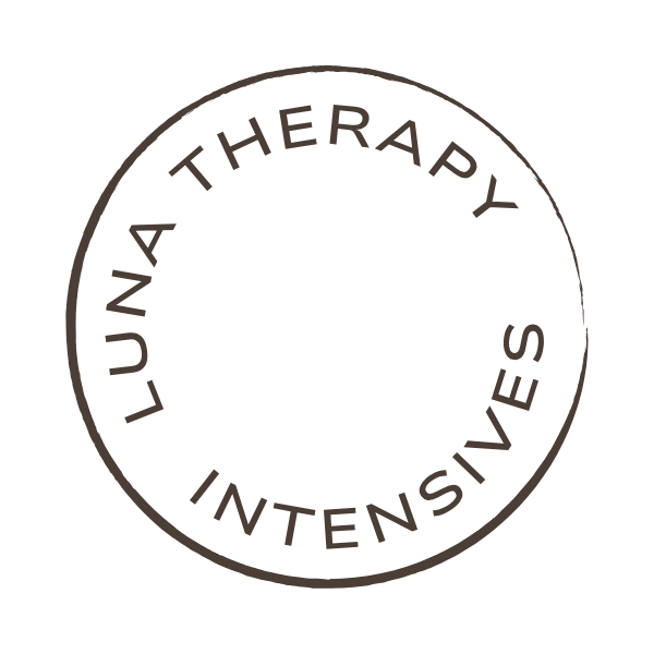 Logo featuring a black circle with the text 'LUNA THERAPY INTENSIVES' written around the inside perimeter.