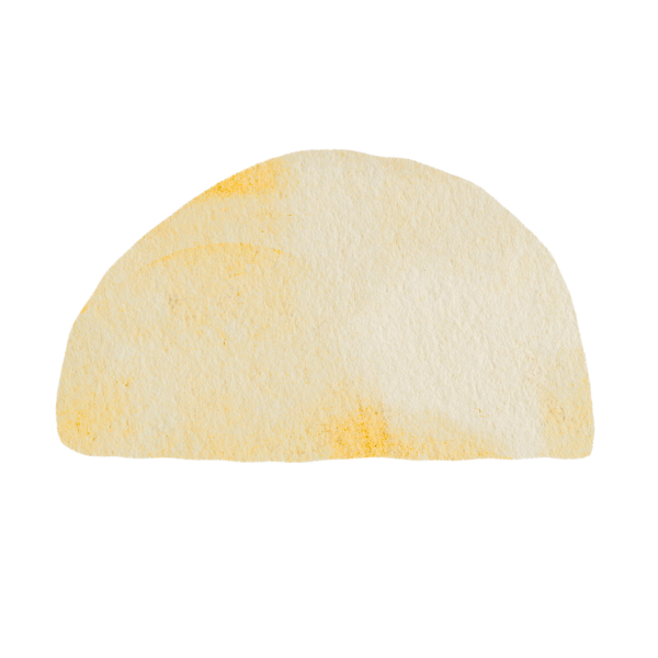 Watercolor of a taco with a soft shell, no fillings visible.