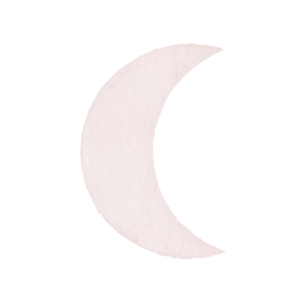 Close-up of a pink crescent moon-shaped pancake on a white plate.